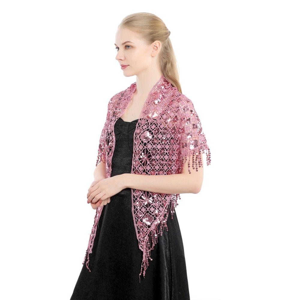 Sequins Triangle Shawl Tassels Belly Dancing Scarf Shiny Sequins Tassel Shawls Belly Dancing Belt