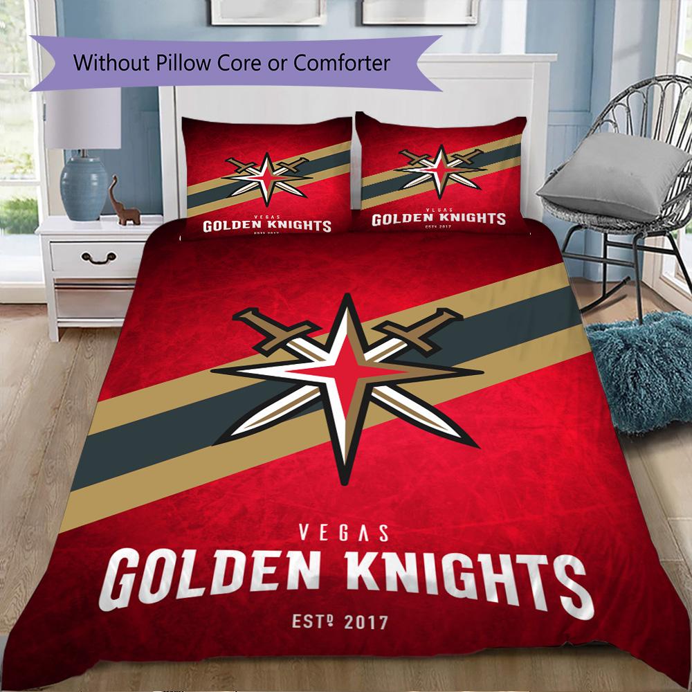 Vegas Golden Knights Print Pattern Bedding,Quilt Set Quilt Cover Pillowcase Home Birthday Gift (1*duvet cover+2*pillowcase,without core)ZSJT0917387