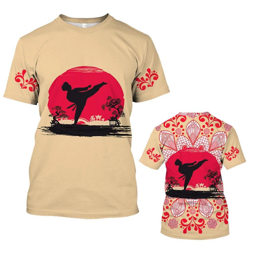 Kickboxing 3D Printing T Shirt Man Summer O-Neck Short Sleeve Oversized Top Casual Tee Loose Streetwear Harajaku