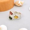 Natural Multi-Tourmaline 925 Sterling Silver Triple Band Ring Size 7.75 US, Gift