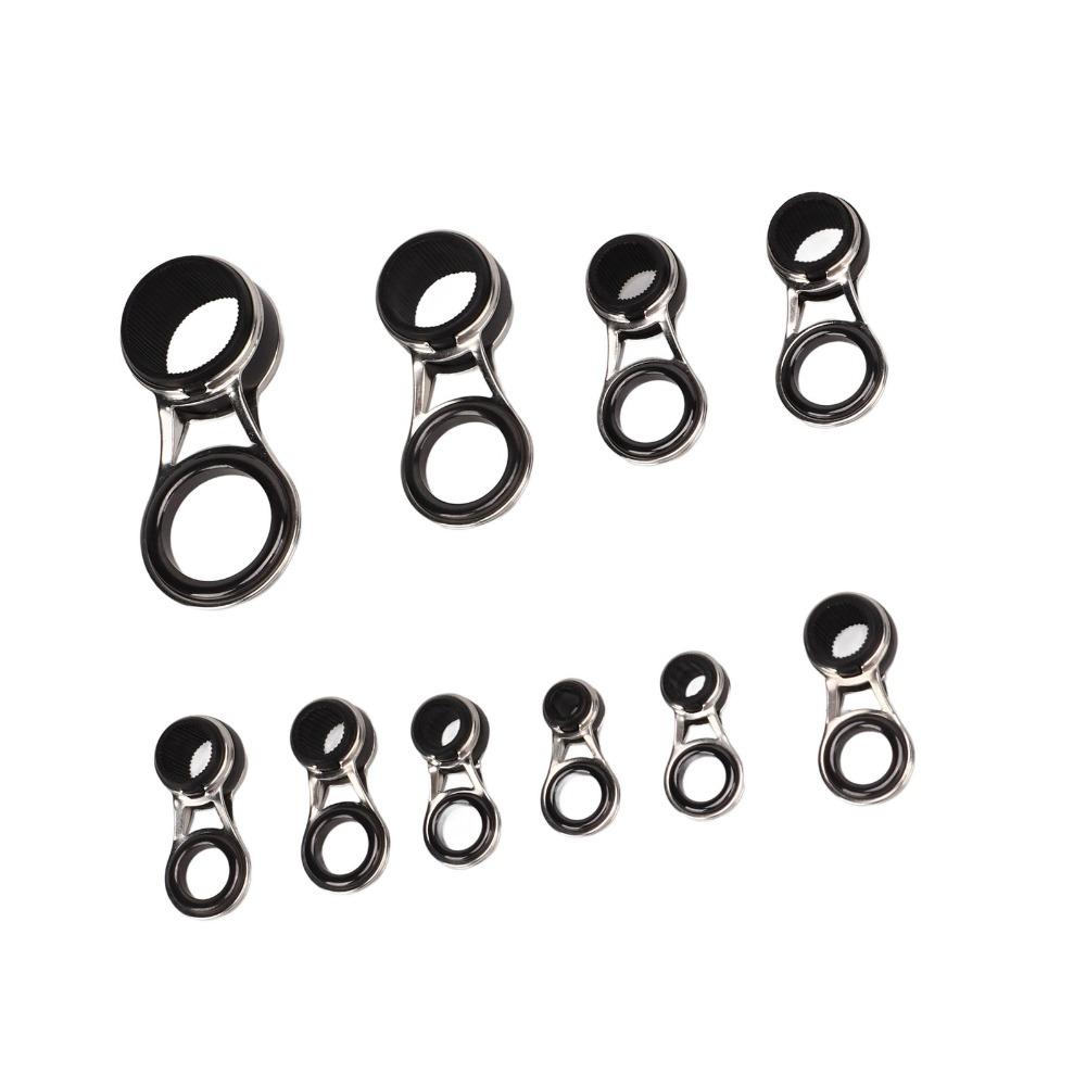 10PCS Stainless Steel Fishing Rod Guide Rings Ceramic Fishing Rod Tip Repair Kit Fishing Rod Repair