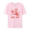 Женские футболки с графическим принтом Hell Cat Tiger Print Хиппи Смешные футболки Винтажные Западные Ковбойские Футболки FeУнисекс Эстетичные Ретро Бохо Топы