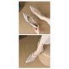 Pointed Single Shoes Female Flat Bottom French Evening Evening Wind Pearl Soybean Shoes Shallow Mouth Large Size Women's Shoes