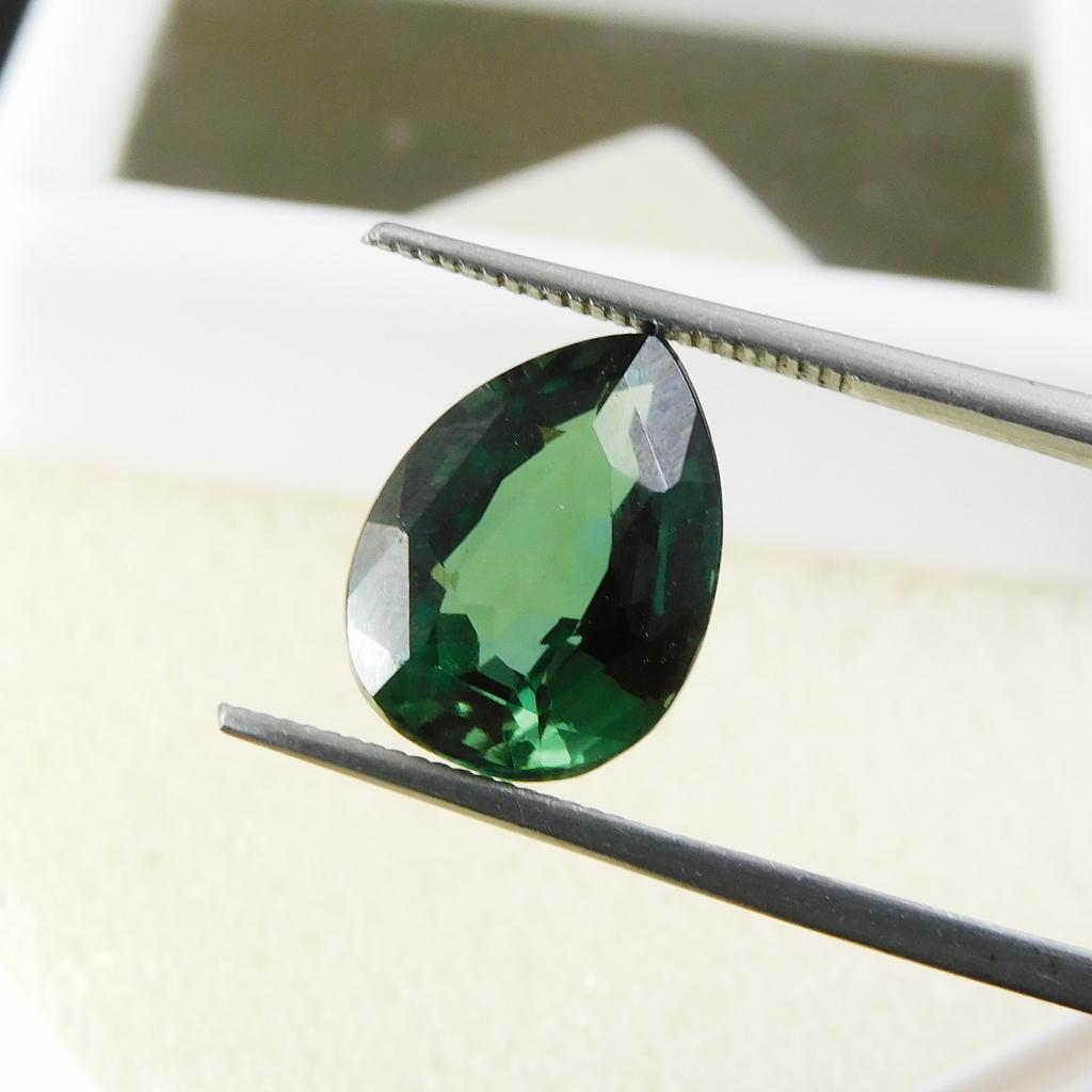 Natural Bluish Green Sapphire Loose Gemstone Pear Cut 6.70 ct September Birthday Birthstone