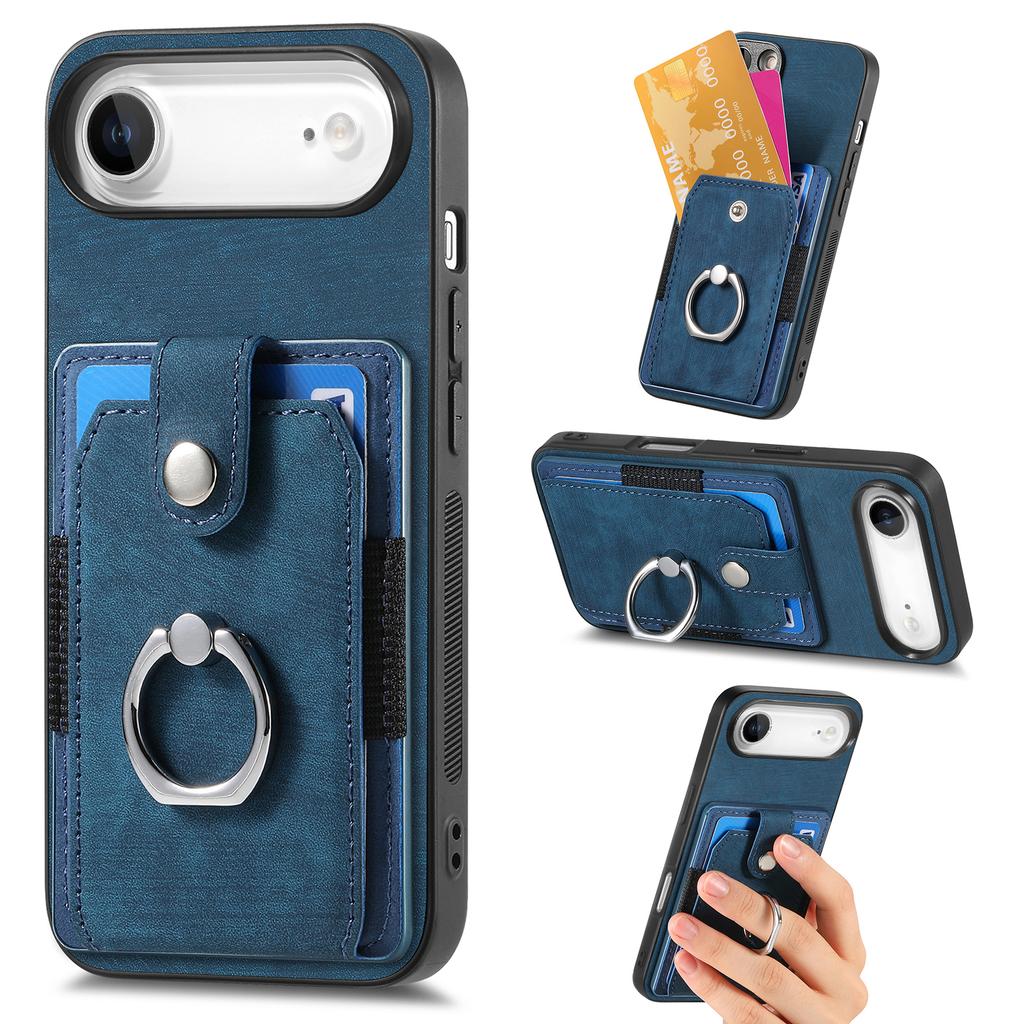 For iPhone Air Phone Case Leather Back Cover with Card Slots Kickstand