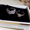 Cold wind zircon square open ring niche high-end index finger ring light luxury temperament jewelry women