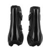 Horse Leg Boots PU Shell Elastic Neoprene Secure Horse Leg Guard for Tendon Blood VesselsBlack Front Legs M