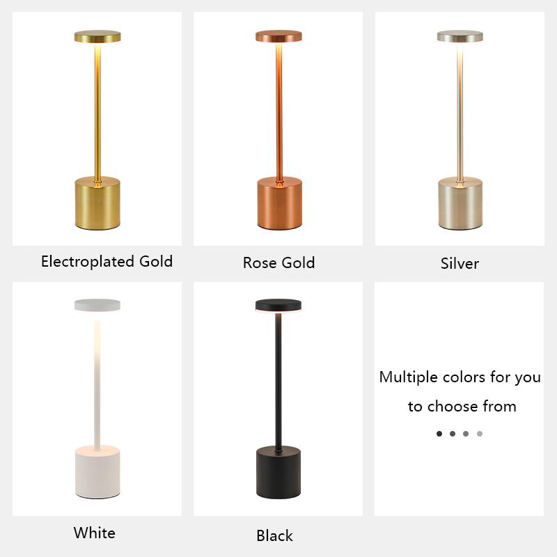 Rechargeable LED Desk Lamp Metal Dimmable Touch Table Lamp 3 Color Temperatures Bedside Creative Ambient Light Bar Hotel Decor