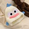 Уродливая милая забавная мультяшная шляпа из шерсти с колбасным ртом женская осенне-зимняя теплая милая маленькая вязаная шапка с защитой ушей тренд