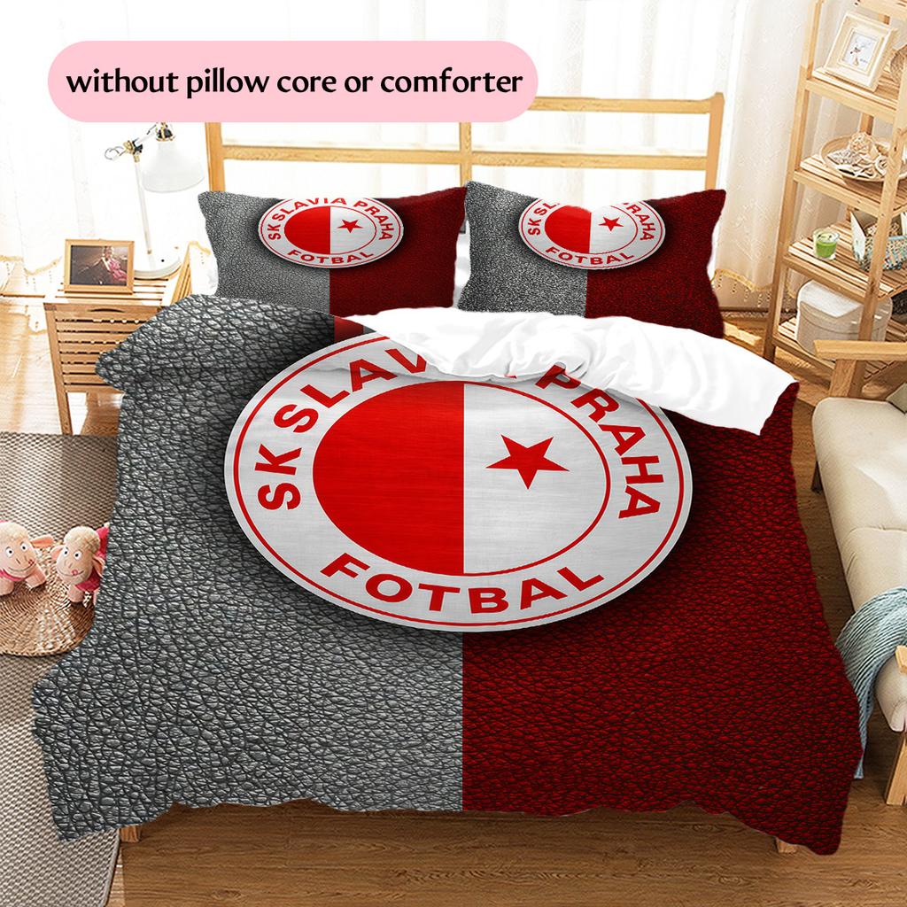SK Slavia Prague Pattern Bedding Quilt Set Home Decoration Gift (1 * duvet cover + 2 * pillowcase without core)