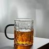 Glacial Pattern Glass Cup Heat Resistant Coffee Cup with Handle Transparent Breakfast Milk Mug Household Drinking Tools Gifts