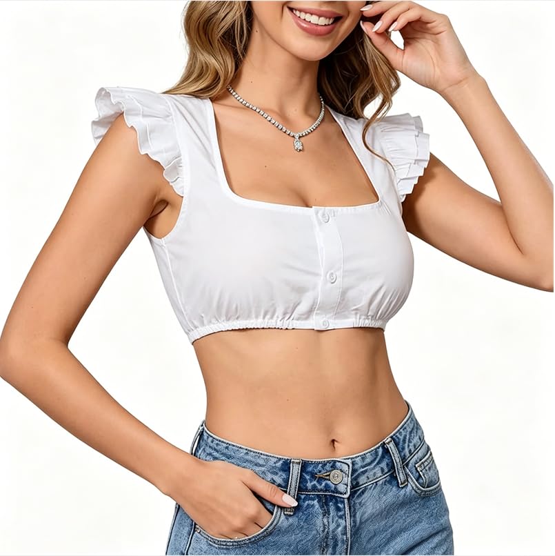 Women's Oktoberfest Short Sleeve Blouse - Festival Top, Traditional Bavarian Party Shirt for Ladies