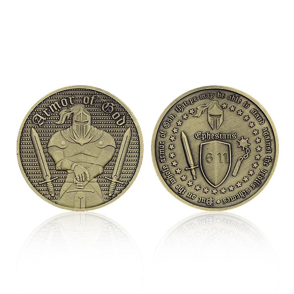 Ancient Divine Weapon Iron Armor Challenge Coin Copper Coin Commemorative Badge Warrior Collectibles Commemorative Gift
