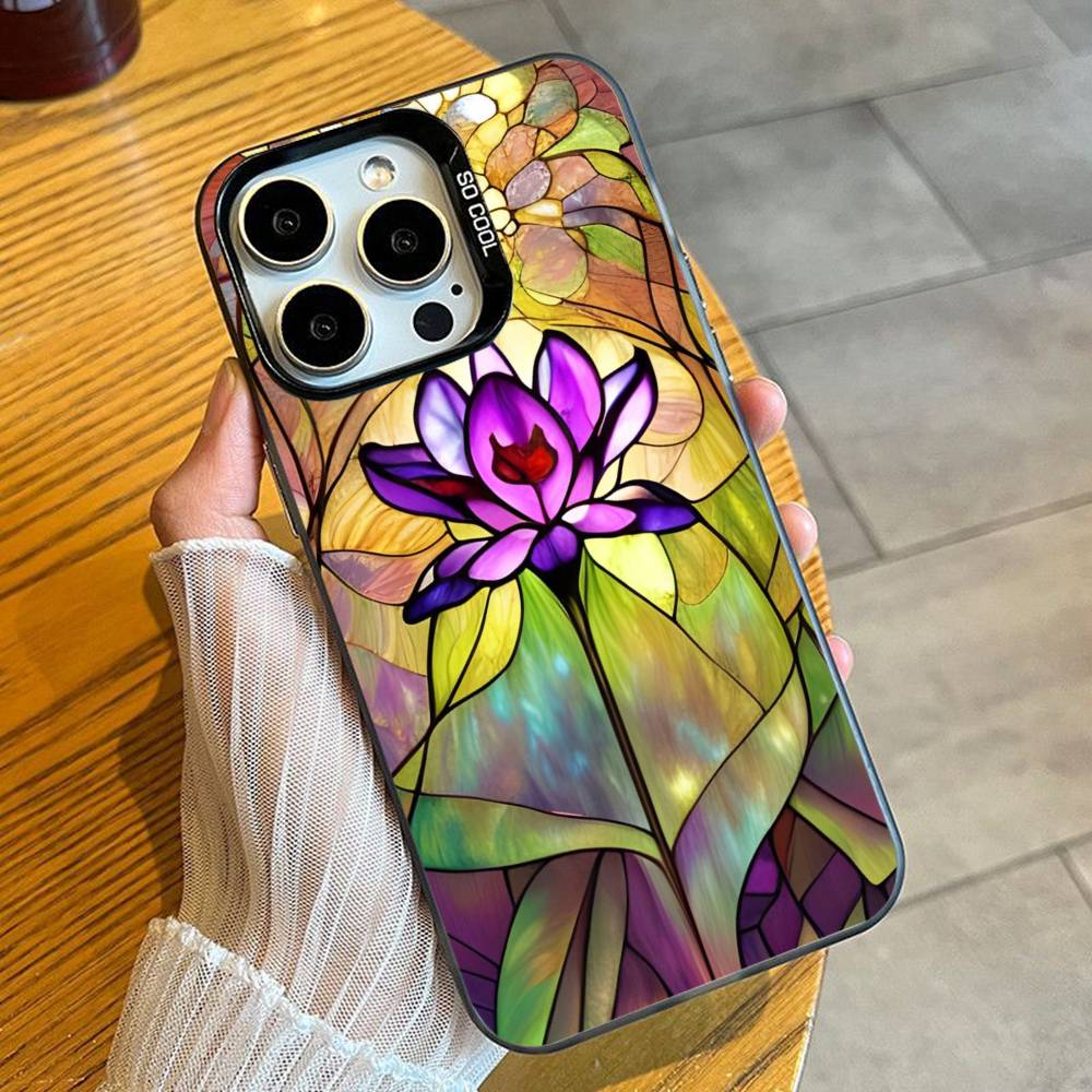 Стеклянные оконные решетки Чехол для телефона Для iPhone 16 17 15 14 12 13 Pro Max Черный Цвет Ударопрочный Чехол