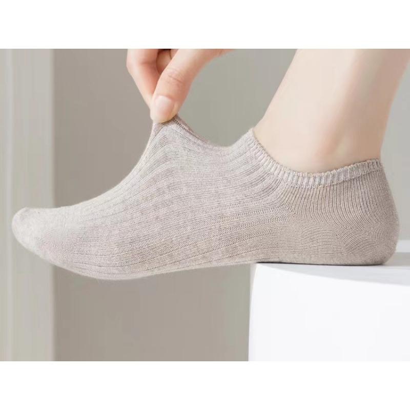 Женские весенне-летние тонкие хлопковые носки-следки, невидимые, с нескользящей пяткой