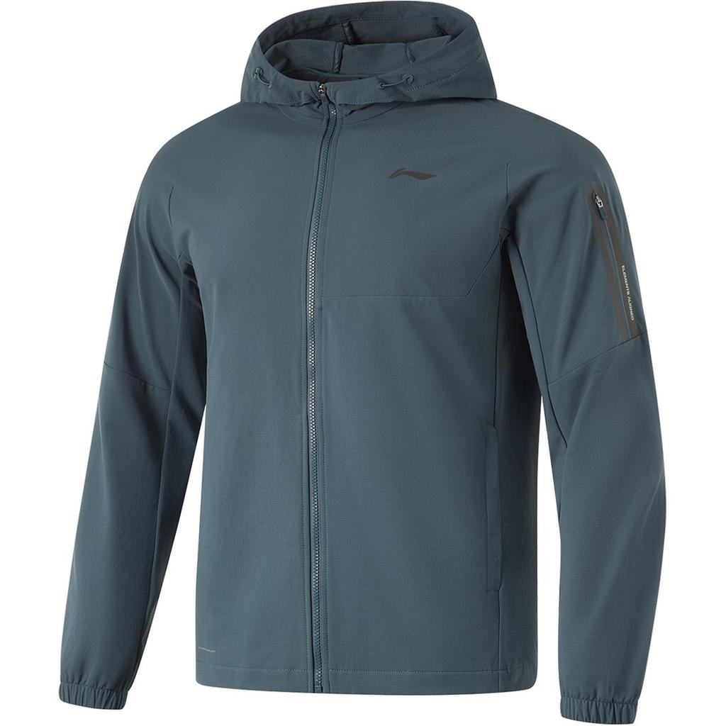 Li Ning Sports Lifestyle Series Water-Resistant Solid Color Logo Hooded Windbreaker Men Outerwear Dark-Blue AFDU525-3