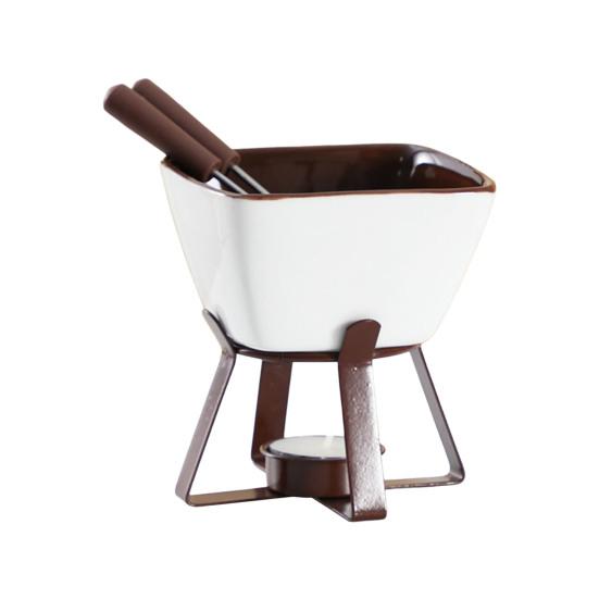 Набор кружек для шоколадного фондю с вилками 300 мл, керамический горшок для плавления шоколада, сыра, масла, свечей для свечей, горшочек для фондю