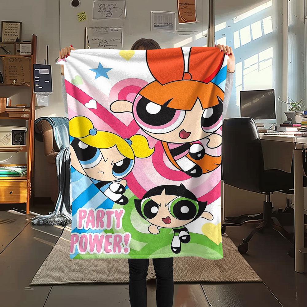 Powerpuff Girls Cartoon printing Flannel Blanket Bedroom Sofa Camping Warm blanket Gifts for family and friends-MJ003