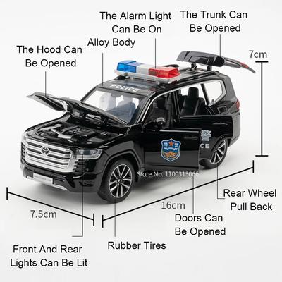 1:32 LAND CRUISER LC300 Полицейские Машинки Игрушки Металлический Литой Модель 6 Дверей Открываются со Световой Музыкой Модели Транспортных Средств Подарки Мальчикам на День Рождения