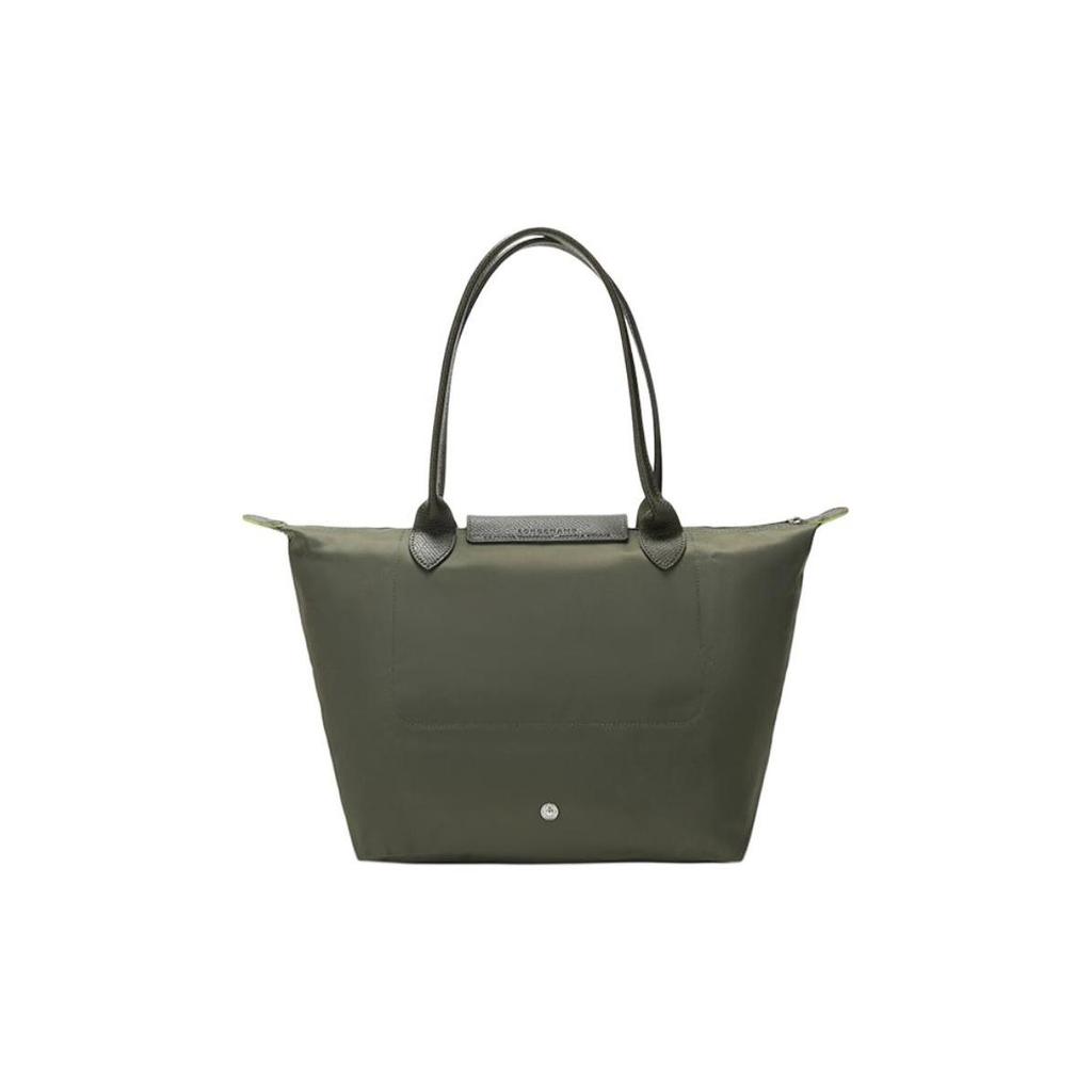 Longchamp Le Pliage Green 28 с длинными ручками Экологичная холщовая сумка-тоут через плечо "Пельмень" Средние женские сумки Лесно-зеленый 2605919479
