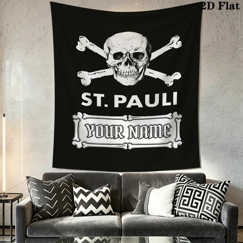 Custom Name St. Pauli Wall Tapestry Aesthetic Wall Hanging Printed Fabric Blanket Decorative Tapestries for Bedroom Living Room Home Decor