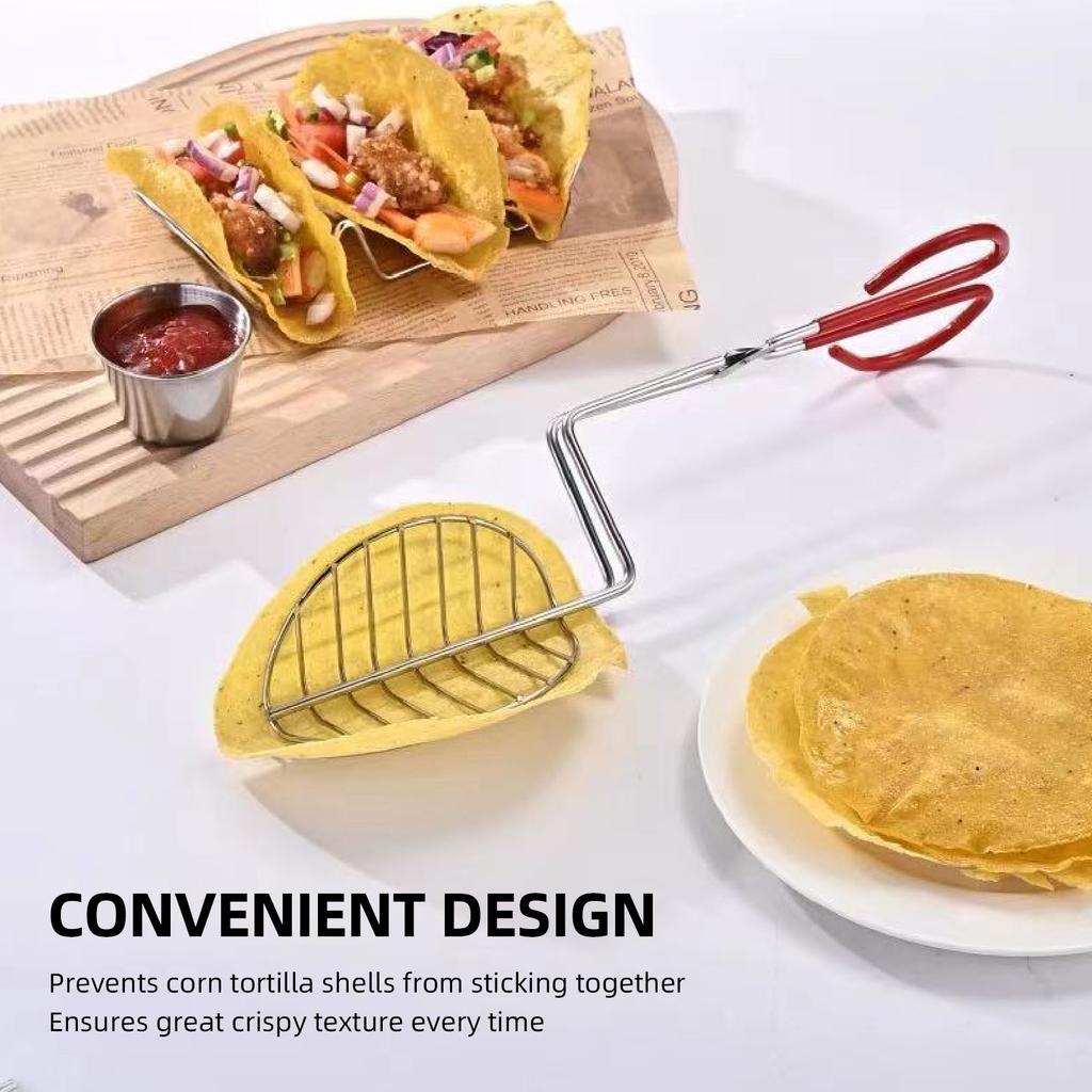 Щипцы для тако из нержавеющей стали V-образной формы для хрустящей глубокой жарки кухонный инструмент с длинной ручкой щипцы для жарки тако