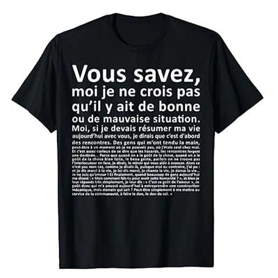 VOUS SAVEZ Monologues D Otis Классическая футболка Забавные буквы Печатные высказывания Графические футболки Топы Юмористический индивидуальный наряд Подарки Футболки Мужские