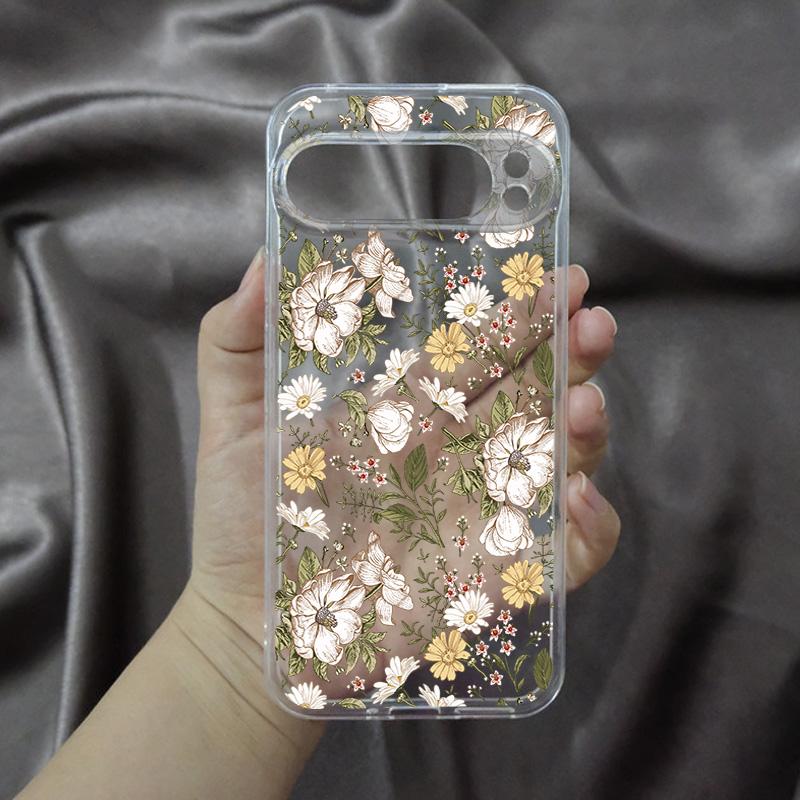 Модный чехол для телефона с цветами, ретро-розой, для Google Pixel 9 Pro XL 8 7 6 Pro Pixel 8A 7A 6A XL 5G, пион, винтажный, мягкий ТПУ