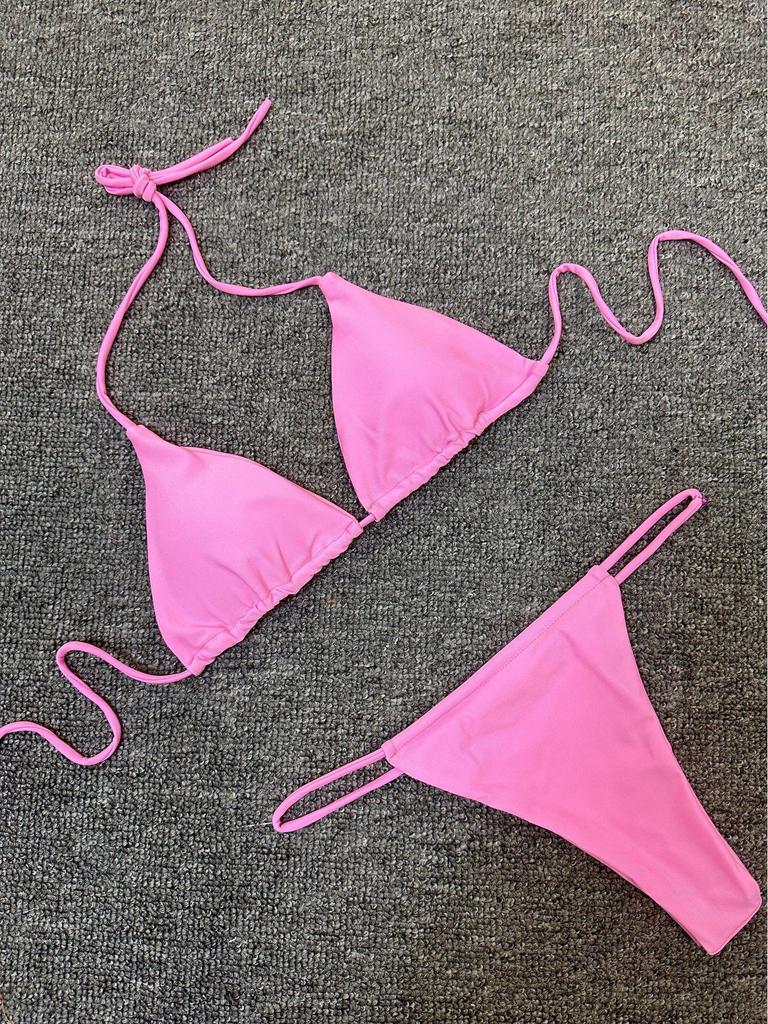 Женское бикини европейского и американского стиля с однотонным принтом - сексуальный дизайн с разрезом