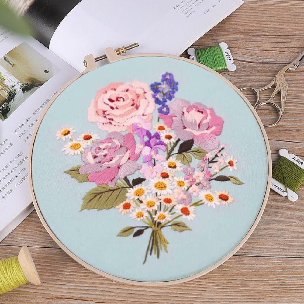 Colorful Flower Embroidery Kit DIY Embroidery Set Home Decor Cross Stitch Set Adults