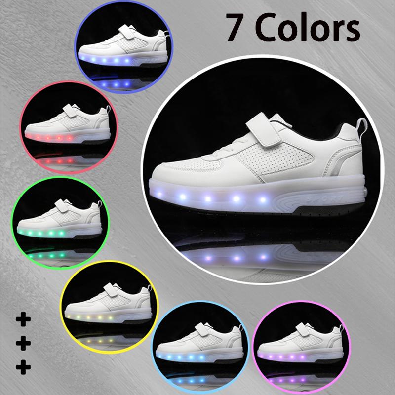 Детские светящиеся кроссовки, которые можно разобрать, двухколесный светильник с подзарядкой, легкая спортивная обувь на колесиках