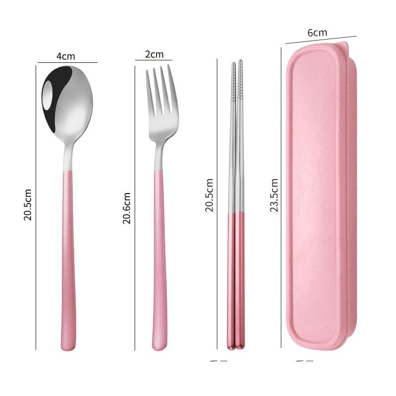 Three-Piece Japanese Stainless Steel Cutlery Set: Spoon, Fork, Chopsticks