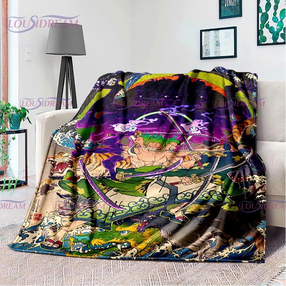 Одеяло с принтом японского поп-аниме, фланелевое постельное белье для дивана, офисное одеяло для пикника, домашний декор, подарок на день рождения