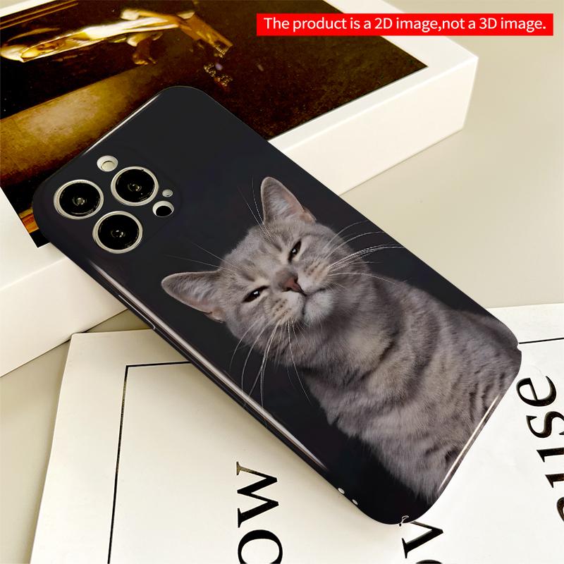 2DFlat Gray Tabby Cat Portrait Phone Case All inclusive film hard iPhone case, compatible with iPhone 18 Pro Max 17 16 15 14 13 12 11