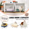 Cat Litter Box Enclosure Wooden Litter Box Furniture Hidden 2 Rooms White