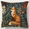 Fox And Floral Decorative Pillowcase Suitable For Sofa Bed Chair Home Decoration Cushion Cover Gift Atmosphere Decorative Pillow