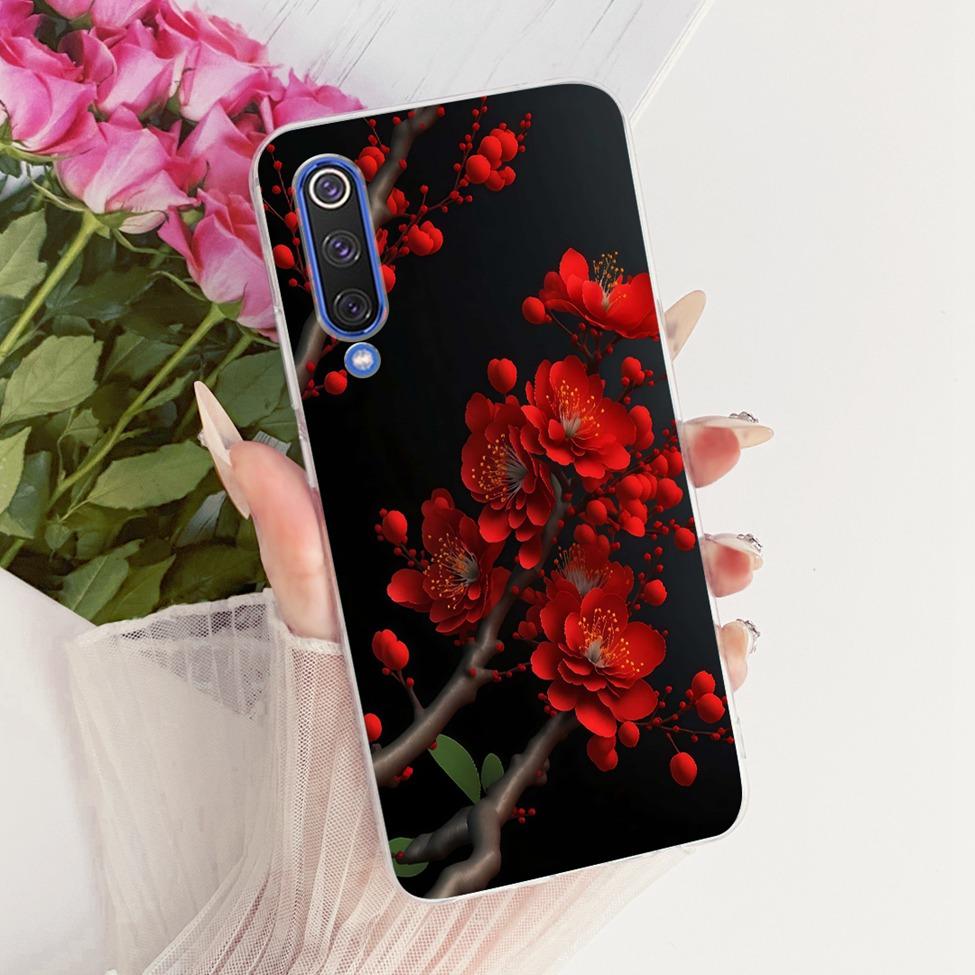 Transparent Cover For Xiaomi Mi 9 SE Case Cute Cat Luxury Fashion Butterfly Funny Painted Casing M1903F2G