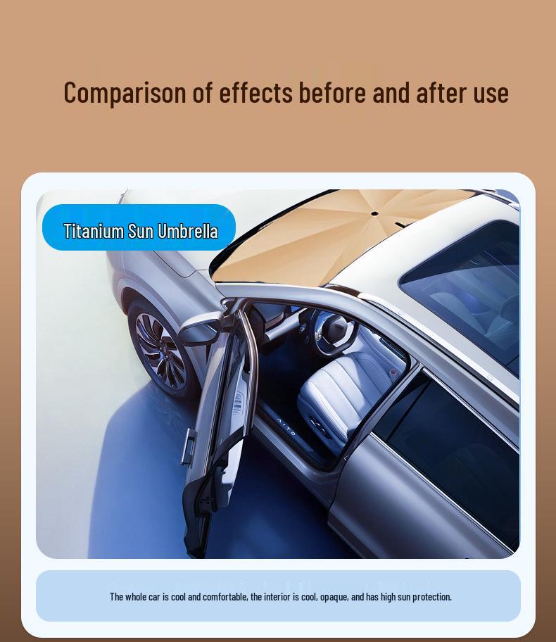 V-образный автомобильный зонт титанового золотого цвета с изогнутой ручкой для лобового стекла