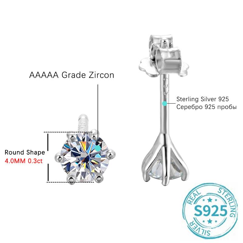 ALIZERO 0.3-3ct D Color Moissanite Earrings For Women s925 Sterling Sliver Plated 18k White Gold Ear Stud with GRA Fine Jewelry