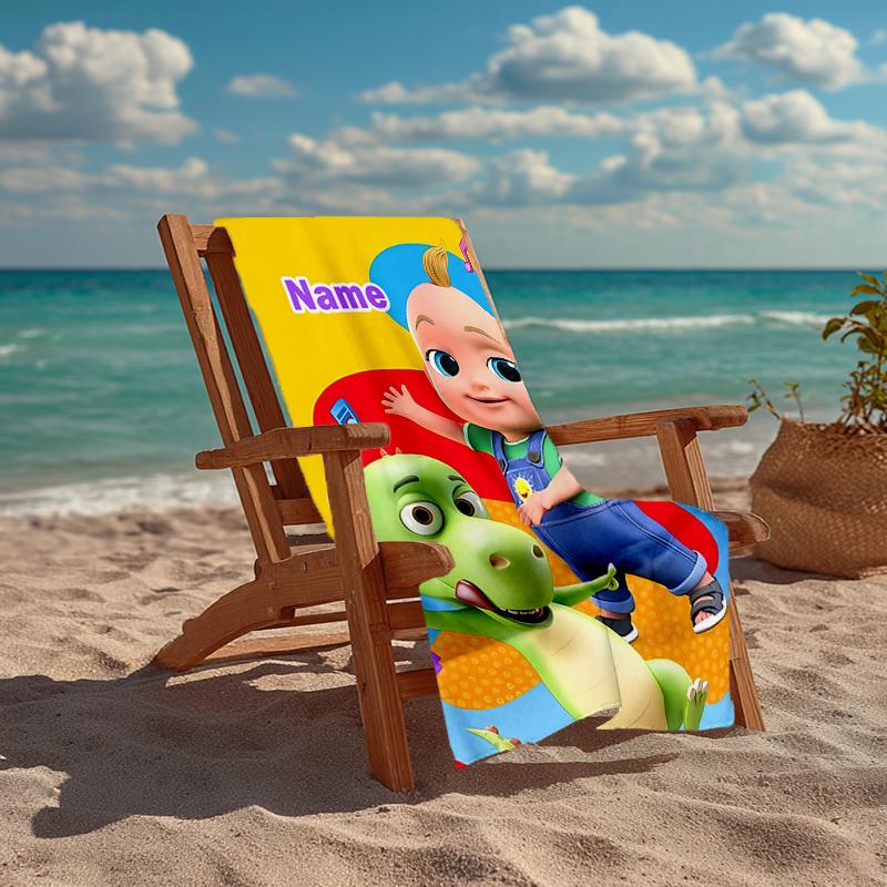 Custom Name Ultra-Soft Beach Towel with CoComelon Theme,Ideal for Pool - Camping, Diving - Perfect Travel Essential, Vibrant Beach Towel.