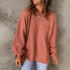Fashion Autumn and Winter Round Neck Long-sleeved Solid Color Sweater Women Loose Lazy Style Blouse Women