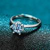 S925 Silver Love Snowflake Ring Women'S Fashion Trend One-Carat Six-Claw Diamond Ring Single Diamond Bare Body Straight Arm Open Ring