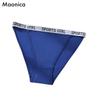 Европейский размер Сексуальное письмо Спортивное женское нижнее белье Сбоку вырезные трусы Дышащее Бесшовное Чистый хлопок Бикини