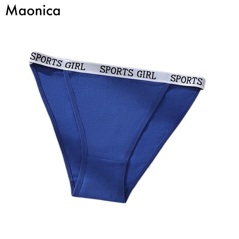 Европейский размер Сексуальное письмо Спортивное женское нижнее белье Сбоку вырезные трусы Дышащее Бесшовное Чистый хлопок Бикини