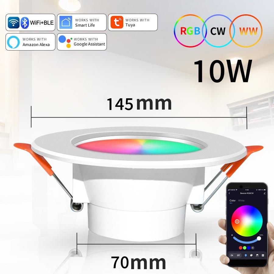Tuya LED Downlight Wifi Alexa Smart Home Alice Yandex Google Встраиваемый потолочный светодиодный точечный светильник 110 В 220 В Диммируемая RGB-лампа
