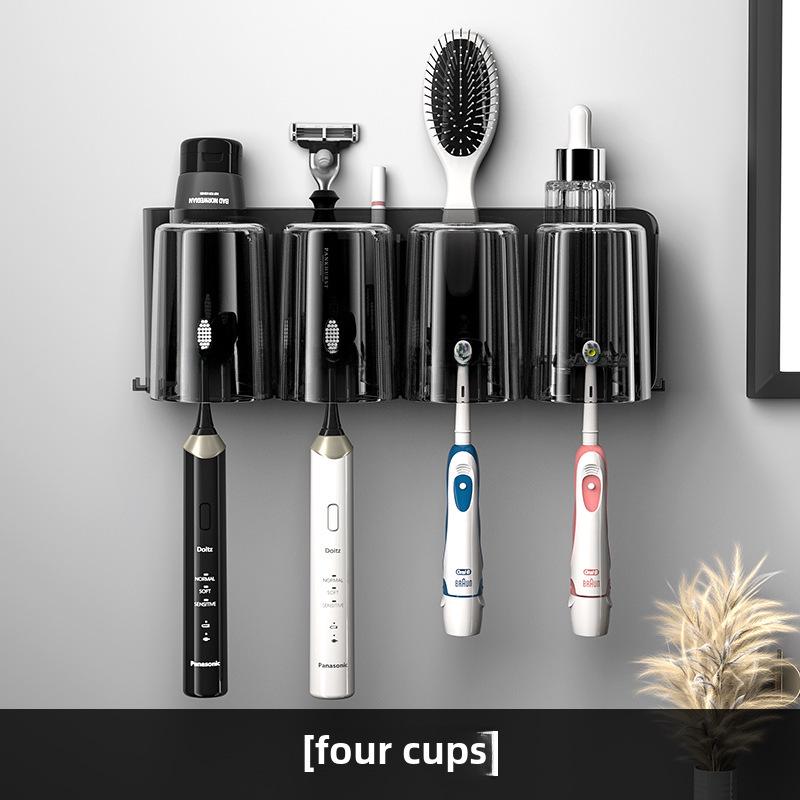 Настенный держатель для зубной щетки и зубной пасты без проколов с чашкой для ополаскивателя полости рта