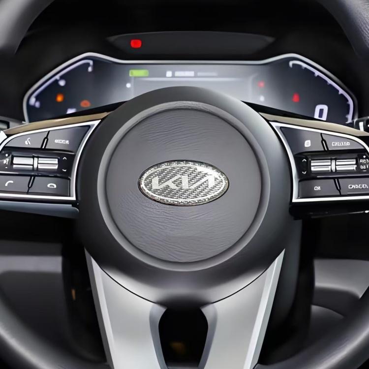 QZGF3 1pcs 3D newest KIA KN carbon fibre steer wheel emblem Sticker Car Steering Wheel Car Interior Emblem Car styling Accessories