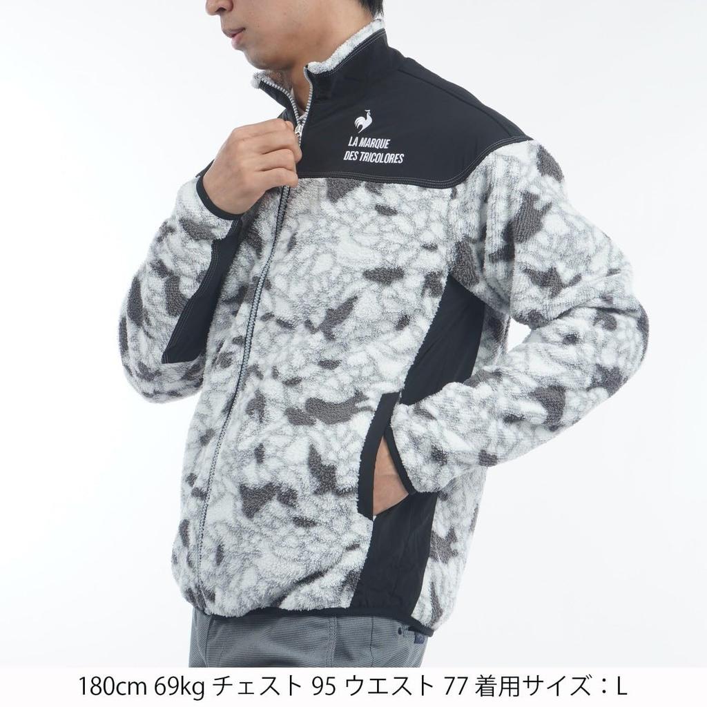 Le Coq Sportif Golf Stretch Forcer Printed Boa Fluffy and Perfect for GY00 Men's Blouson, Stylish, Golf, LG4FSW53M, Gray,