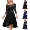 Fashionable Women's Lace One Shoulder Dress Evening Gown