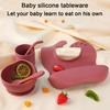 2 шт./компл., детская силиконовая присоска с ложкой, пищевой класс, без бисфенола А, микроволновая печь, посудомоечная машина, безопасная для детей, самостоятельная кормушка, миска для еды, контейнер для еды